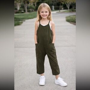 Kids Casual Olive Green Jumpsuit